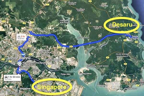 Singapore To Desaru Driving Route